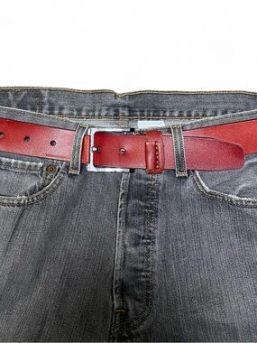 Vintage silver and red leather belt